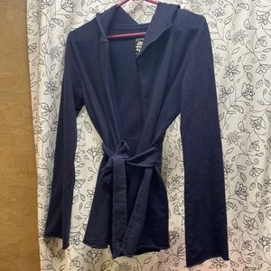 Lucky Brand 100% cotton tie front hooded sweatshirt with pockets size S